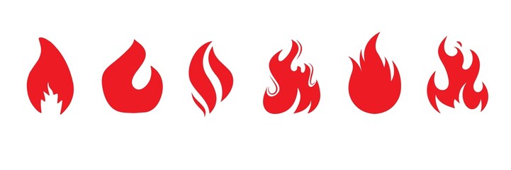 Set of fire, vector silhouettes of fire, silhouette set of flame, set of fire icons, srt of flame icons