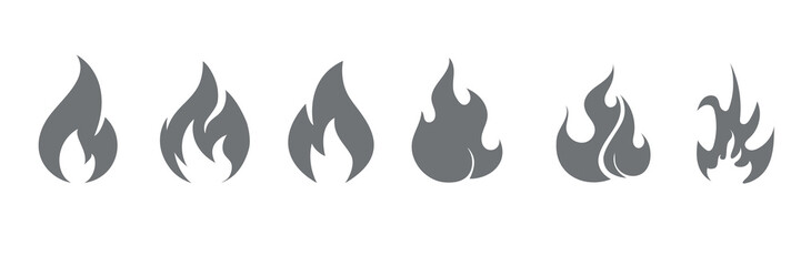Set of fire, vector silhouettes of fire, silhouette set of flame, set of fire icons, srt of flame icons