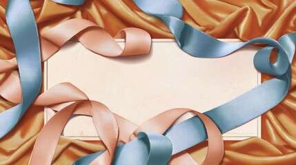 Elegant Ribbon Frame with Blank Card for Invitations or Greetings