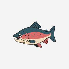 Colorful Cartoon Salmon Illustration