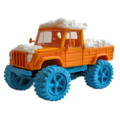 Fototapeta premium Side view of a Clay municipal snow truck govt vehicle isolated on a white transparent background