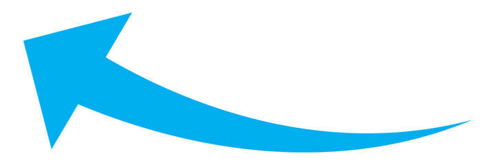 Blue curved arrow icon on white background. Stylish blue arrow vector.  Arrow icon for web site. Arrow indicated the direction symbol vector. Curved arrow sign icon. Curved arrows vector.  