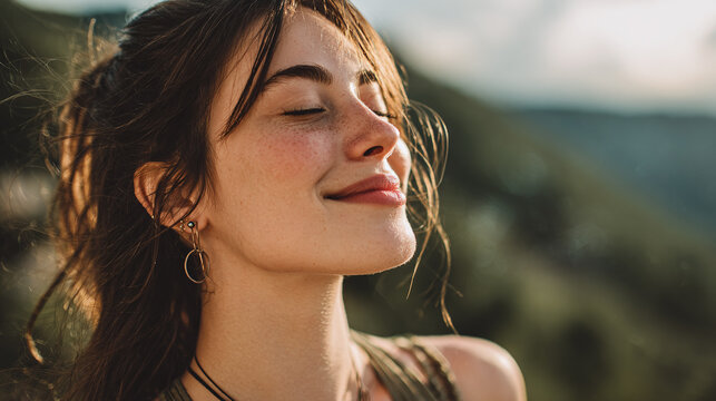 excellent summer feel good portrait shoot of a beautyful woman in the sun