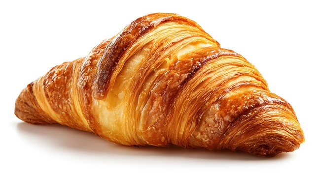 Delicious fresh baked croissant pastry isolated on white background for breakfast or bakery concept idea