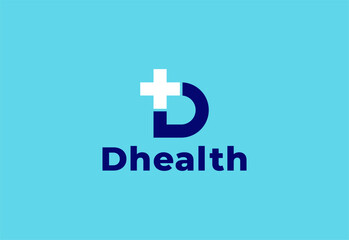 Obraz premium Logo letter D with symbol medical plus, Creative template for hospital and healthcare.