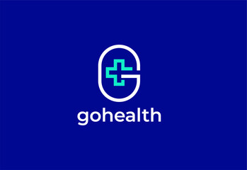 Fototapeta premium Logo letter G with symbol medical plus, Creative template for hospital and healthcare.
