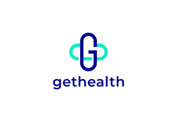 Logo letter G with symbol medical plus, Creative template for hospital and healthcare.
