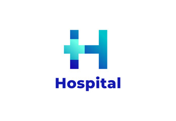 Obraz premium Logo letter H with symbol medical plus, Creative template for hospital and healthcare.