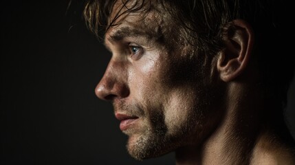 Intense Male Portrait: Strength, Contemplation, and Determination