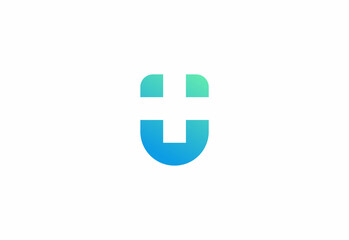 Logo letter U with symbol medical plus, Creative template for hospital and healthcare.