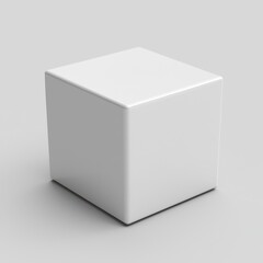 Fototapeta premium White Cube on Light Gray Background Minimalist 3D Rendering