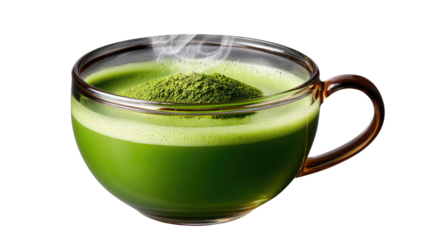 Matcha Delight: An inviting close-up of a matcha latte, its vibrant green hue and steaming warmth inviting the viewer to experience the authentic flavor of Japanese culture.