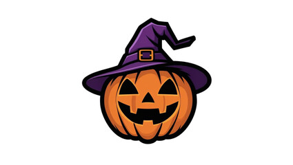 halloween jack o lantern - pumpkin with wich hat vector