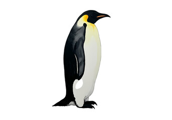 Obraz premium Emperor Penguin Profile View on Black Background isolated on transparent background