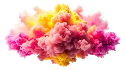 Fototapeta premium white and Pink and Yellow Cloud Explosion isolated on white background