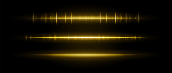 Audio beam set icon. Three glowing frequency bars with different intensity and rhythm. Suited for sound interface, tech visuals or music waveform design.