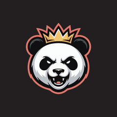 Panda Mascot Logo with Crown Vector Illustration,Angry Panda Esport Logo Vector Design,Cartoon Panda Face Logo with Crown Vector,Aggressive Panda Mascot Vector for Gaming Team,Modern Panda Logo Design