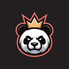 Panda Mascot Logo with Crown Vector Illustration,Angry Panda Esport Logo Vector Design,Cartoon Panda Face Logo with Crown Vector,Aggressive Panda Mascot Vector for Gaming Team,Modern Panda Logo Design