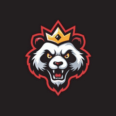 Obraz premium Panda Mascot Logo with Crown Vector Illustration,Angry Panda Esport Logo Vector Design,Cartoon Panda Face Logo with Crown Vector,Aggressive Panda Mascot Vector for Gaming Team,Modern Panda Logo Design