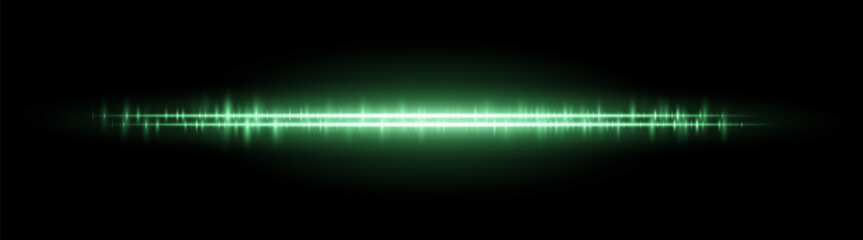 Fototapeta premium Glitch beam set. Sharp light wave with double reflection and rhythm pattern. Emulates tech signal or audio wave in digital motion graphics.