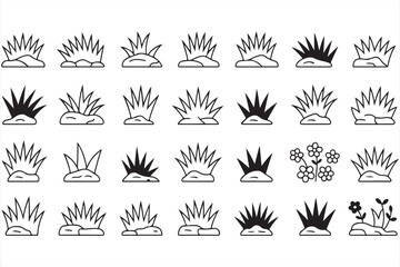 Simple Outdoor and Grass Icons for Landscaping, Gardening, and Eco Project