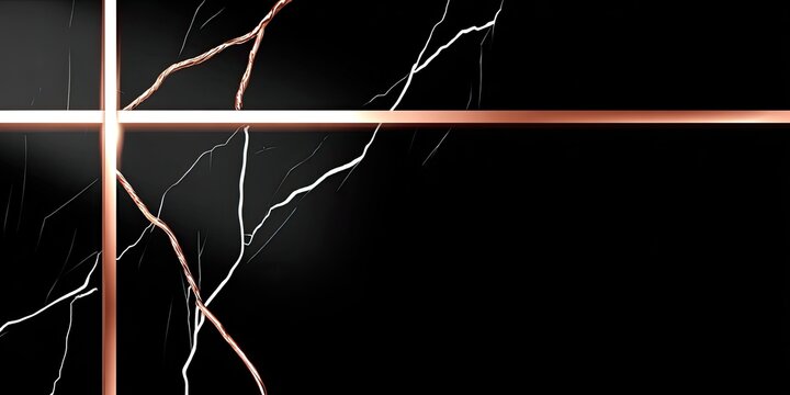 Abstract black marble background with rose gold accents - Powered by Adobe