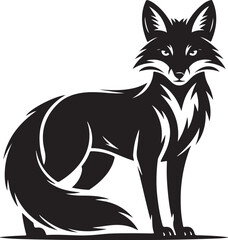 Obraz premium Elegant Fox Silhouette Logo Minimalist Black Vector for Branding Identity, Tattoo Designs, Apparel Prints, Forest Animal Illustrations, and Wildlife Emblems