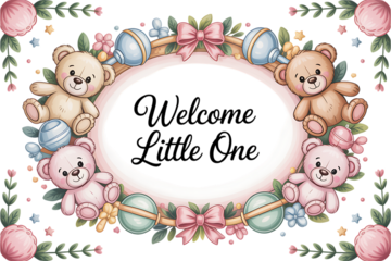 Easter bunny greeting card with frame and Easter eggs