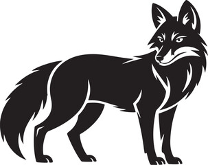 Obraz premium Black Fox Outline Vector Minimal Animal Silhouette for Logo Design, Branding Templates, Tattoo Artwork, Wildlife Prints, and Modern Emblem Graphics