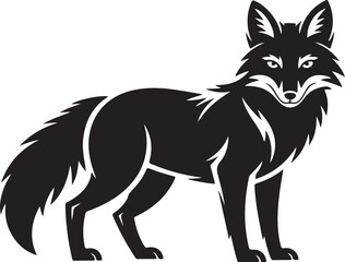 Minimalist Fox Silhouette Vector  Black Standing Fox Graphic for Wildlife Logo, Animal Branding, Nature Emblem Design, Tribal Art and Tattoo Templates