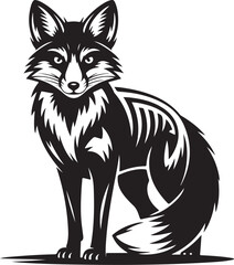 Minimalist Fox Silhouette Vector  Black Standing Fox Graphic for Wildlife Logo, Animal Branding, Nature Emblem Design, Tribal Art and Tattoo Templates