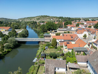 view of the old town of Freyburg Unstrut in saxony anhalt, germany with unstrut river horizontal
