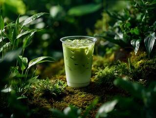 iced matcha latte green tea
