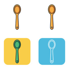 A set of colorful spoons on different backgrounds for design use