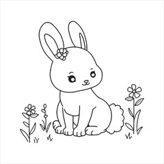 Cute Bee Cartoon Character Vector Illustration,Smiling Bee with Flower Black and White Drawing,Adorable Insect Character Line Art for Kids,Happy Bee Cartoon Outline Vector Illustration