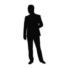 Silhouette of a professionally dressed man standing confidently