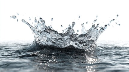 Water droplet crown splash; ripples