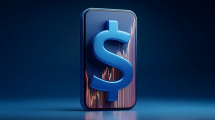 Obraz premium Abstract dollar icon on a mobile device screen