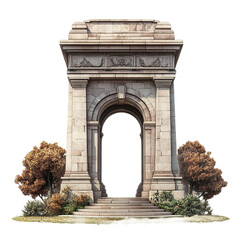 Fototapeta premium 3d front view illustration of the Cañón del Atuel Argentina monument isolated on a white background