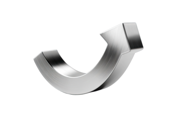 3D metallic arrow, curved right