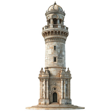3d front view illustration of the Torre de la P&oacute;lvora Argentina monument isolated on a white background