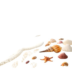 Obraz premium seashells and ocean waves summer beach scene