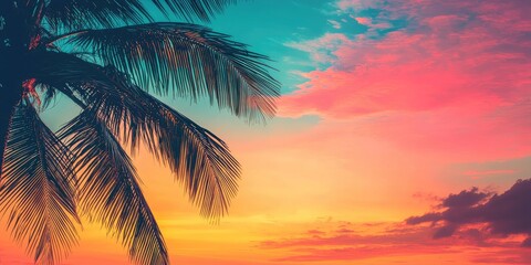 Gradient background of tropical sunset with orange and magenta