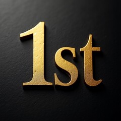 Elegant serif 1st in embossed gold foil effect on a textured dark paper background