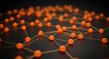 Network of Connected Spheres: An intriguing visualization of interconnected spheres forming a network, highlighting the intricate relationships and complex structures.