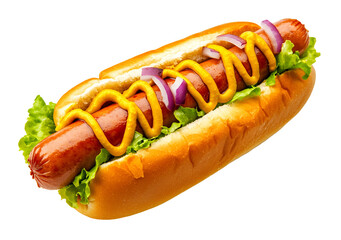 Delicious grilled hotdogs with toppings for food blog and social media ads  isolated on transparent background, png