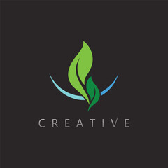 Abstract Nature Leaf Logo for Holistic Healing and Healthy Organic Lifestyle Brands