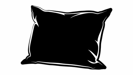 Illustration of a black pillow with white outline against a white background in a simple vector style