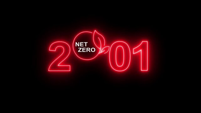 Net zero emission and carbon neutral concept with Net zero icons and 2001 year change concept. Sustainable development and red business concept Climate neutral long term strategy 2001 with net zero.