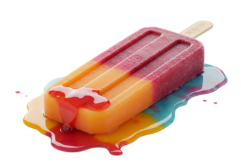 Colorful frozen popsicle melting on a black background for summer treat visuals